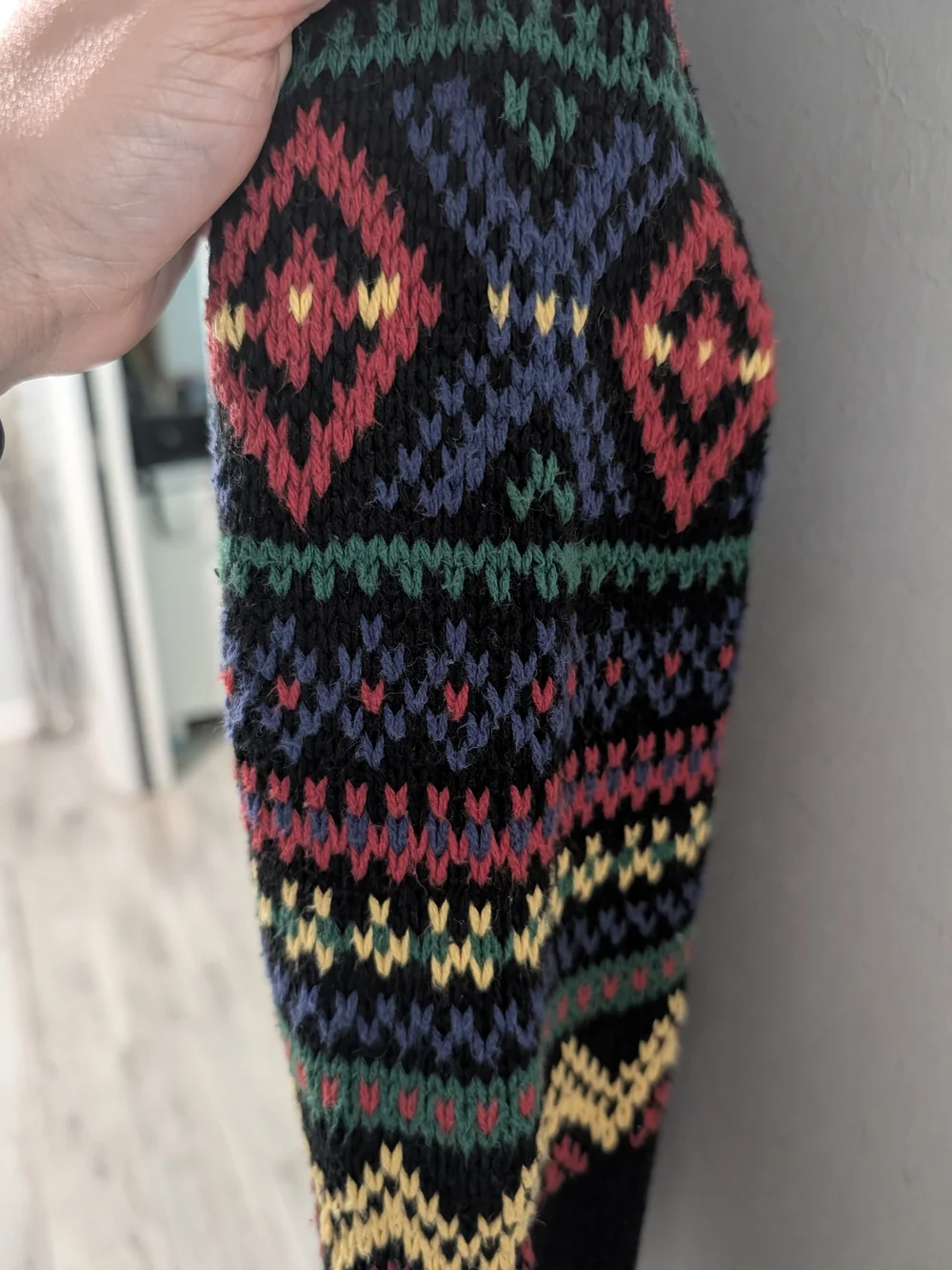 VTG Polo Ralph Lauren Youth XL Aztec Fair Isle Half Zip Sweater Black Cotton